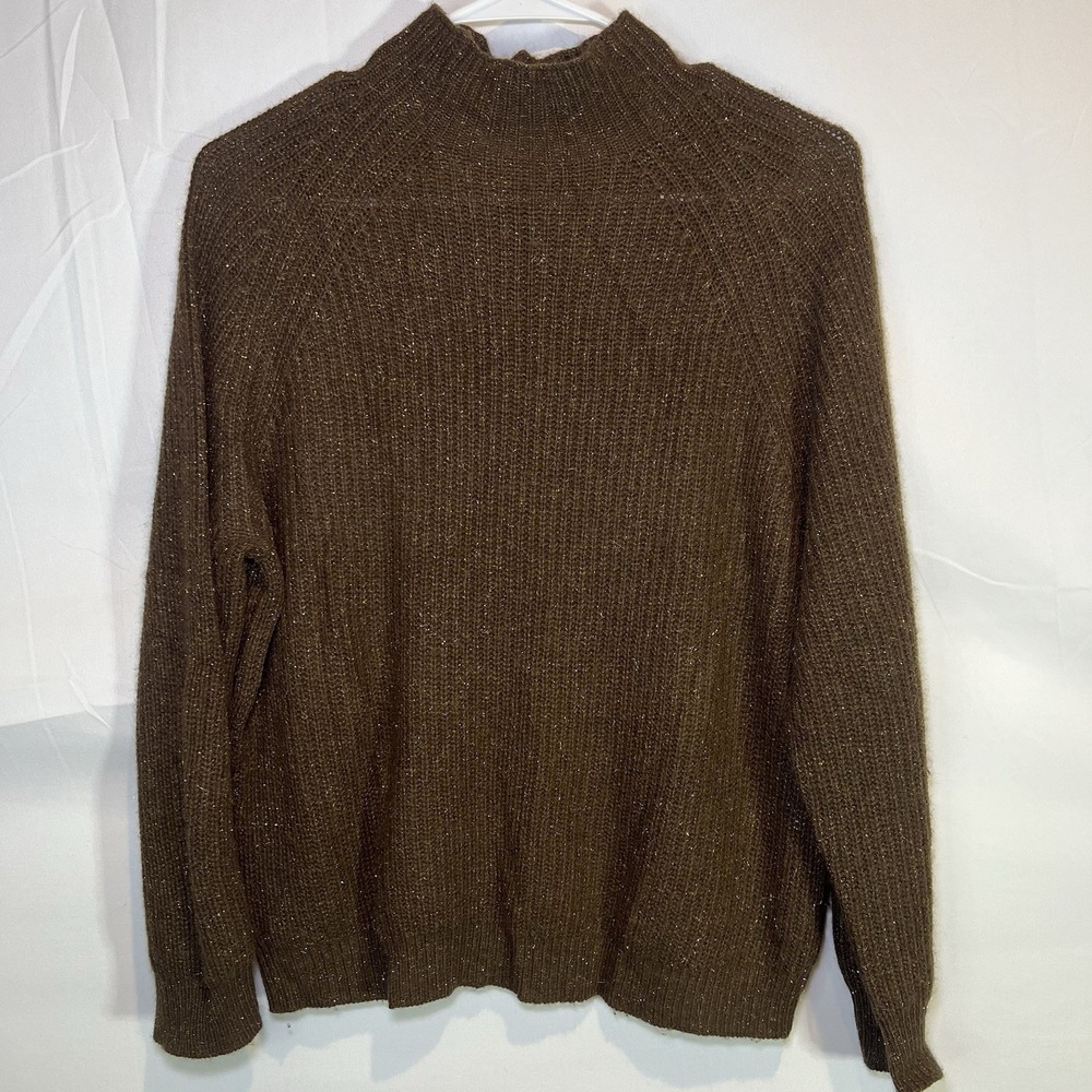 See U Soon Sweater Top Women's Medium Brown Mock Neck Long‎ Sleeves Pullover